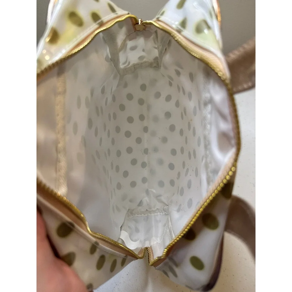 Clear Gold Polka‎ Dot Cosmetic Bag Tote Organizer Pouch Makeup Travel Toiletry